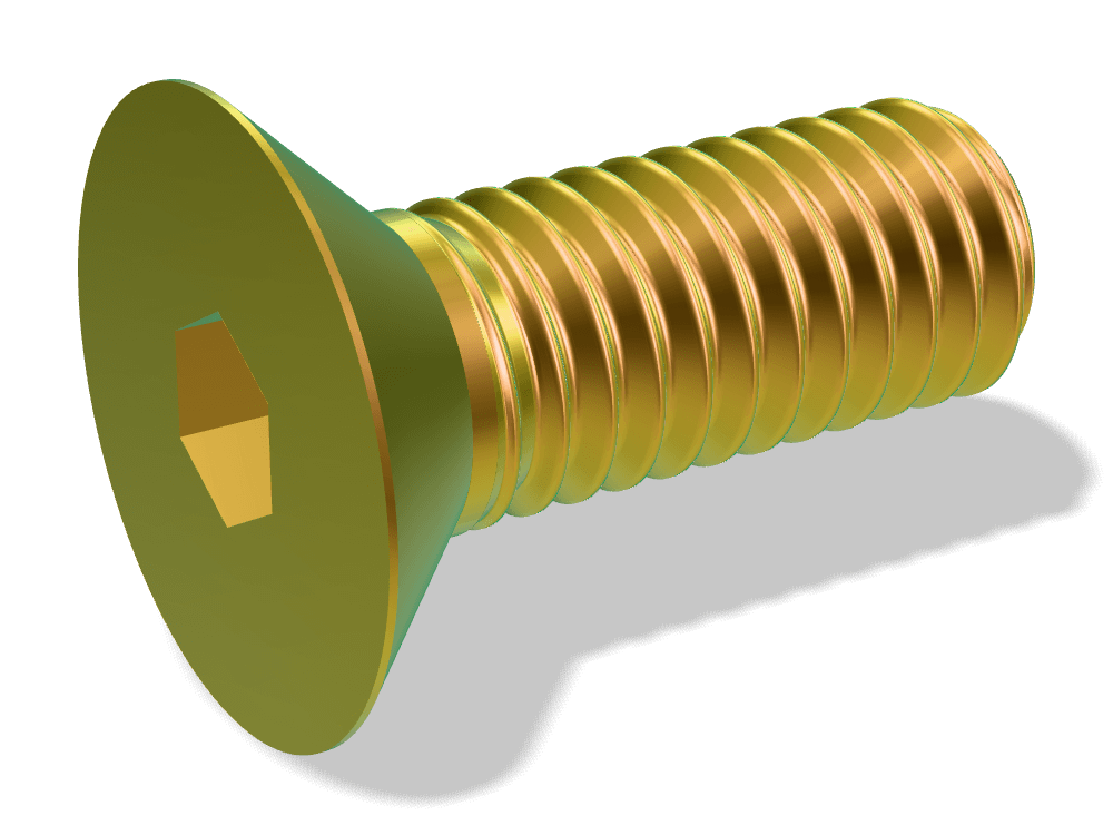 Flat Head Socket Cap Screw ASME B18.3 – Alloy steel (ASTM A574), Zinc plated yellow