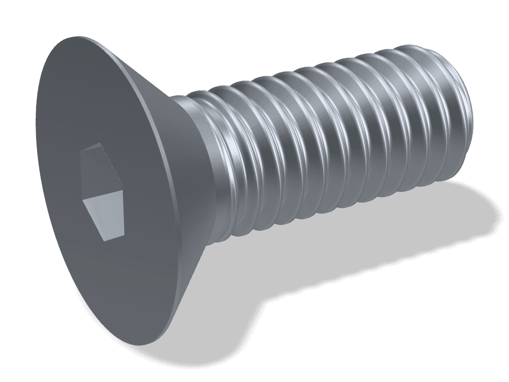 Flat Head Socket Cap Screw ASME B18.3 – Alloy steel (ASTM A574), Nylon locking patch