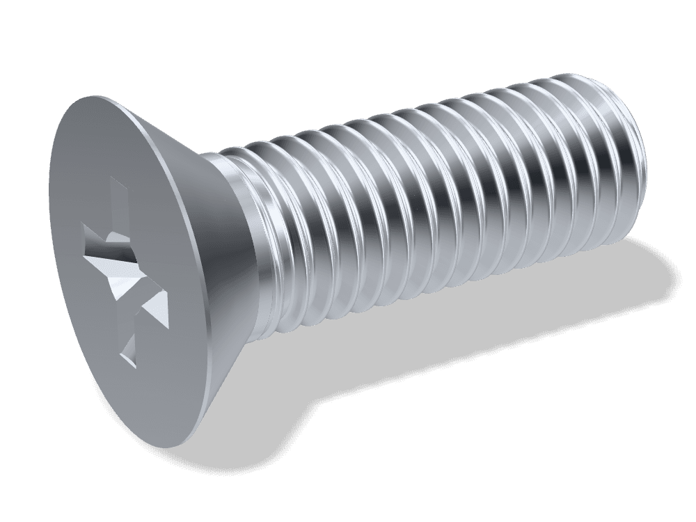 Cross Recessed Countersunk Head Screw DIN 965 / ISO 7046-1 – Steel 4.8, Zinc plated