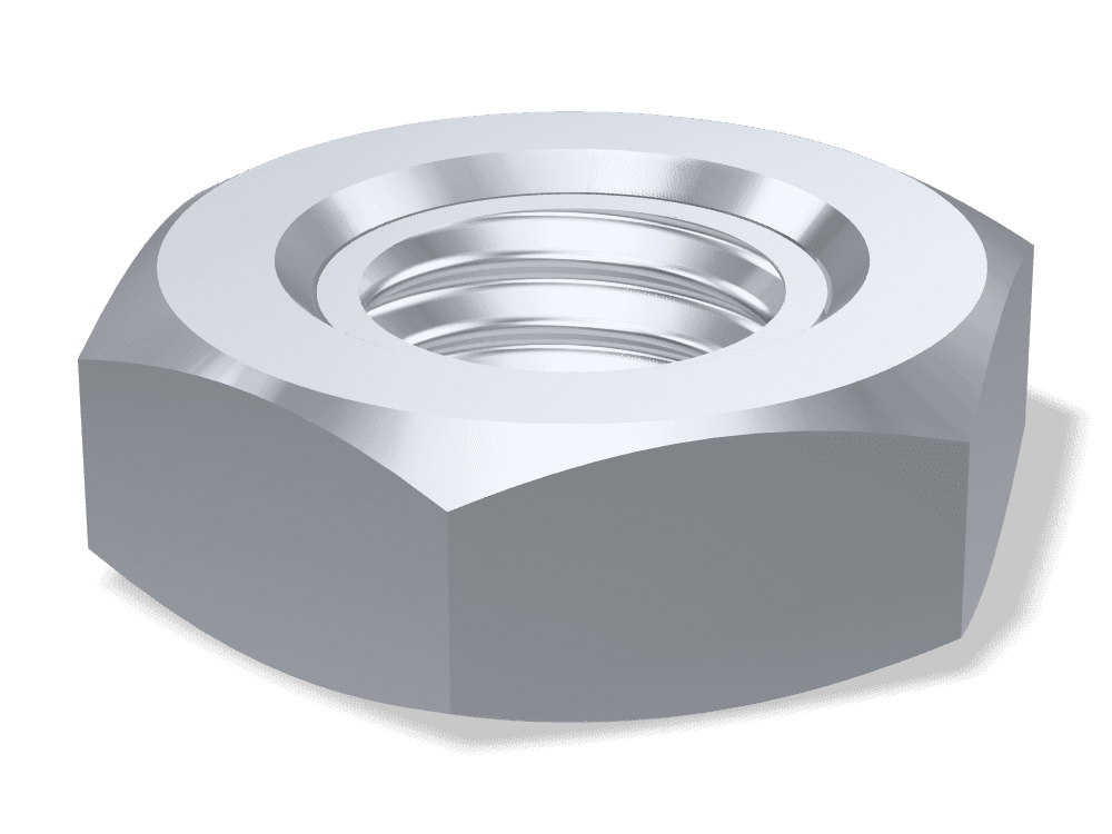 صامولة سداسية رفيعة – سن ناعم DIN 936 – Steel 6 (nut)، Zinc plated