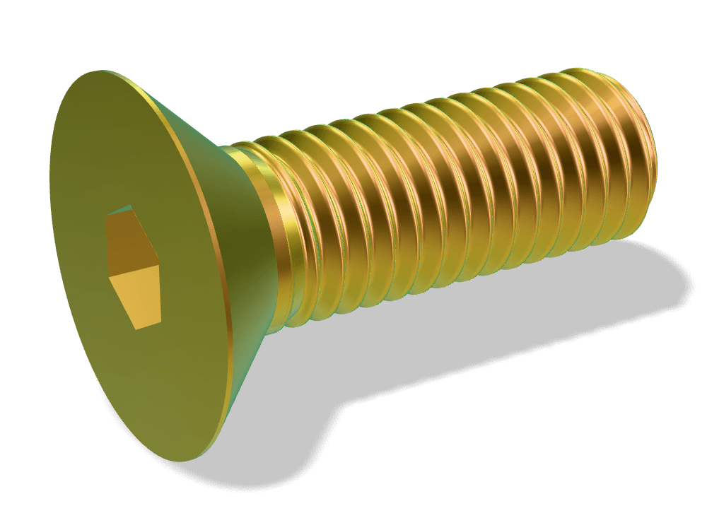 Hex Socket Countersunk Head Screw DIN 7991 / ISO 10642 – Steel 8.8, Zinc plated yellow