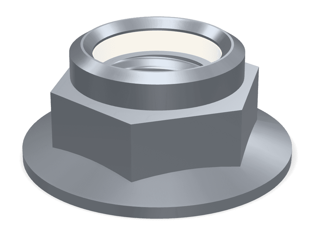 صامولة سداسية بشفة وحلقة نايلون DIN 6926 – Steel 10 (nut)، Plain