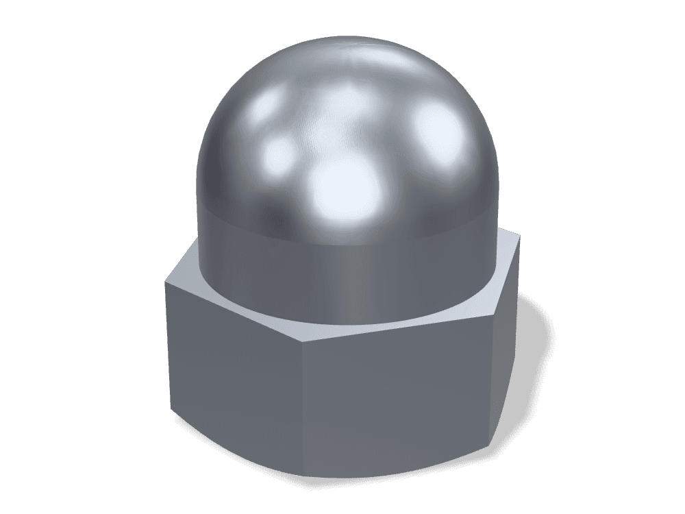 صامولة غطاء سداسية مقببة DIN 1587 – Steel 6 (nut)، Plain