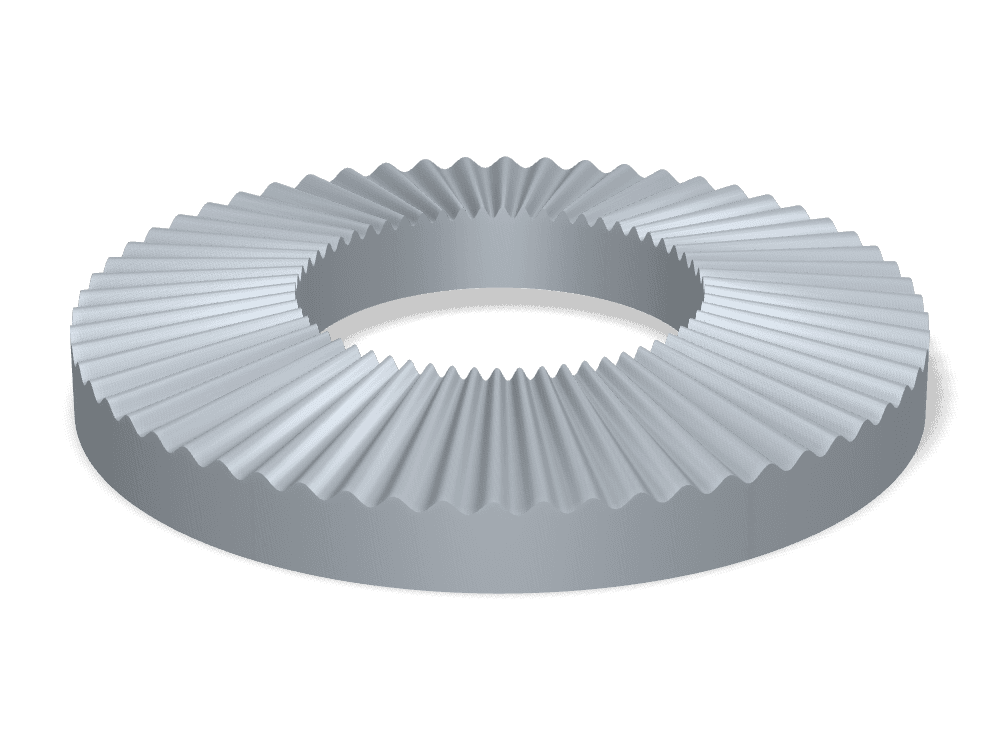Conical Knurled Spring Washer NFE 25-511 – Steel 430–500 HV, Mechanically galvanized