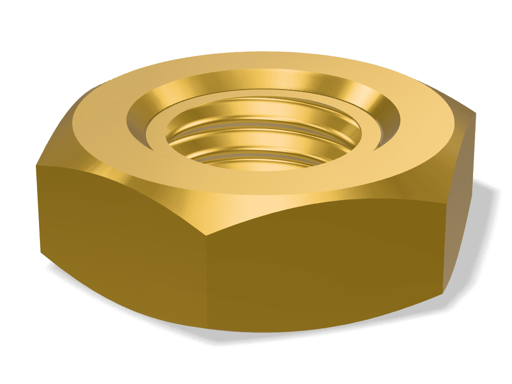صامولة سداسية رفيعة – سن ناعم DIN 936 – Brass، Plain