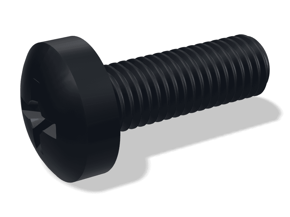 برغي رأس أسطواني مقبب فيليبس DIN 7985 / ISO 7045 – Steel 4.8، Black oxide