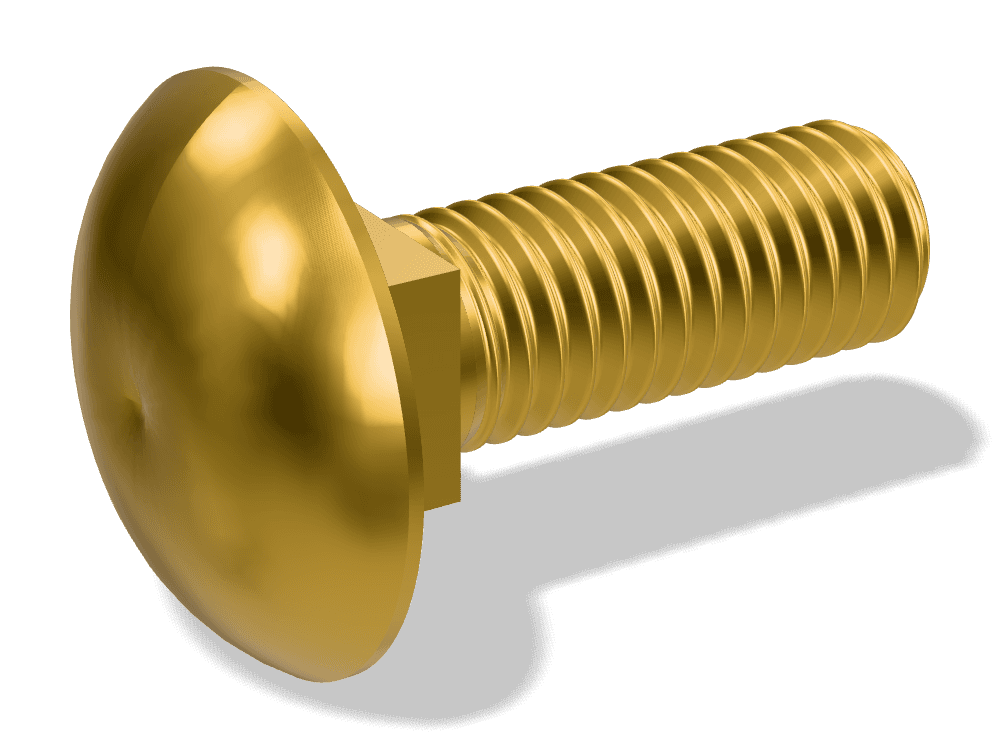Mushroom Head Square Neck Bolt (Carriage Bolt) DIN 603 – Brass, Plain