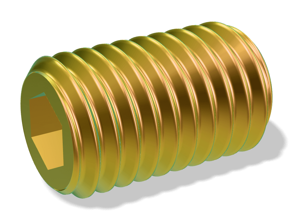 برغي ألن بدون رأس (دودة) – طرف مسطح DIN 913 / ISO 4026 – Steel 45H، Zinc plated yellow