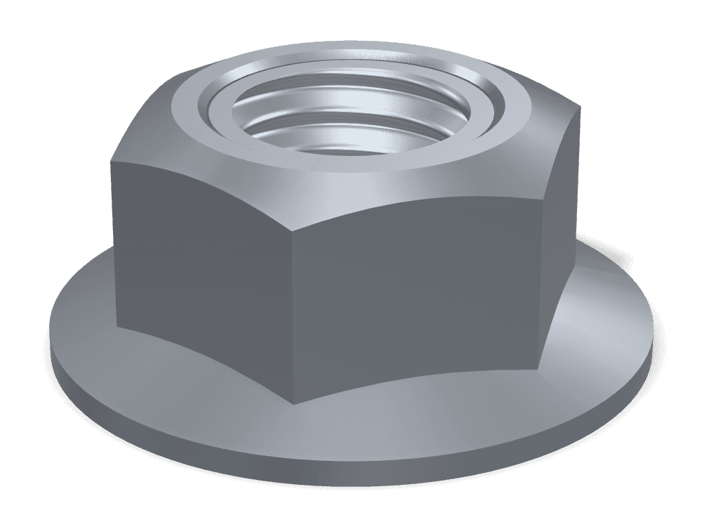 صامولة قفل سداسية بشفة معدنية بالكامل DIN 6927 – Steel 10 (nut)، Plain