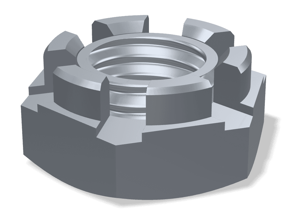 صامولة قلعة سداسية رفيعة DIN 979 – Steel 14H، Plain