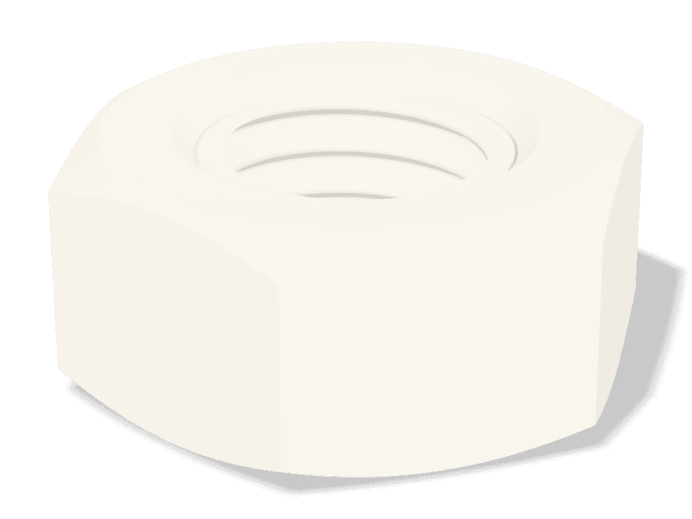صامولة سداسية DIN 934 / ISO 4032 – Nylon PA 6.6، Plain
