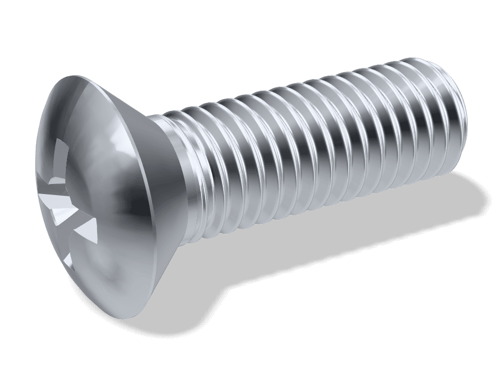 برغي رأس غاطس مقبب فيليبس DIN 966 – Steel 4.8، Zinc plated