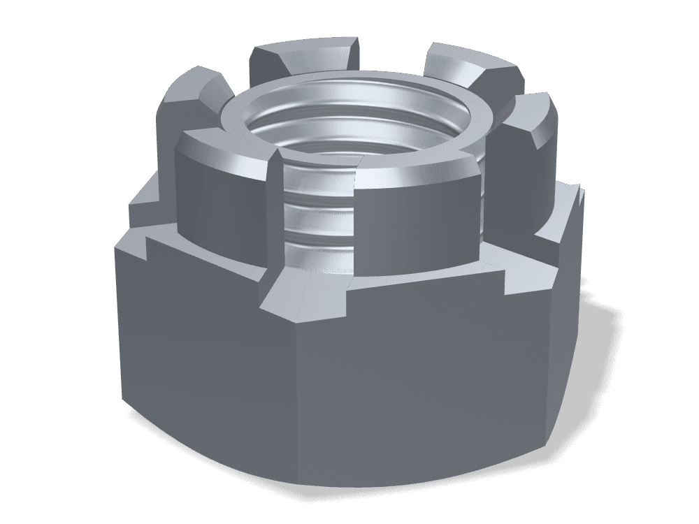 صامولة سداسية قلعة (مشقوقة) DIN 935 – Steel 6 (nut)، Plain