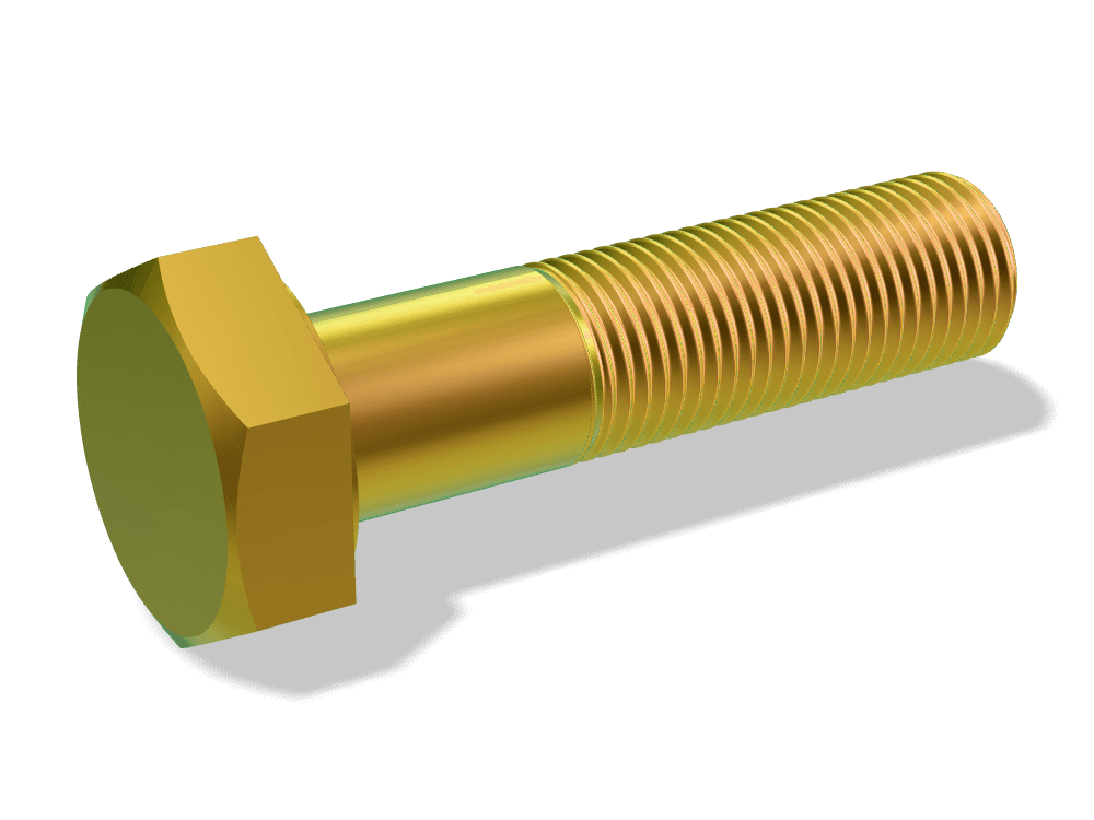 Hex Head Bolt Fine Thread DIN 960 / ISO 8765 – Steel 10.9, Zinc plated yellow