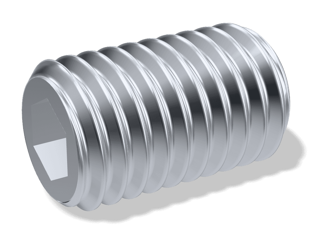 برغي ألن بدون رأس (دودة) – طرف مسطح DIN 913 / ISO 4026 – Steel 45H، Zinc plated