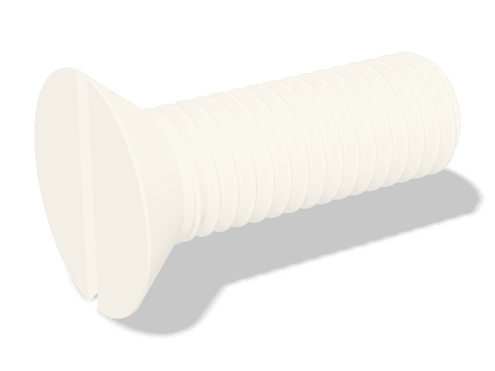 برغي رأس غاطس بشق DIN 963 / ISO 2009 – Nylon PA 6.6، Plain
