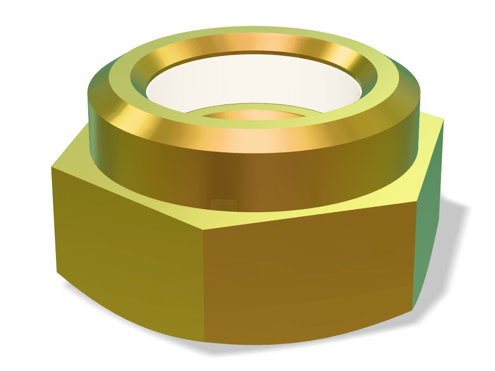 صامولة قفل بحلقة نايلون – رفيعة DIN 985 – Steel 8 (nut)، Zinc plated yellow