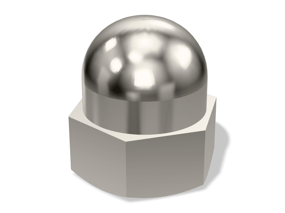 صامولة غطاء سداسية مقببة DIN 1587 – Brass، Nickel plated