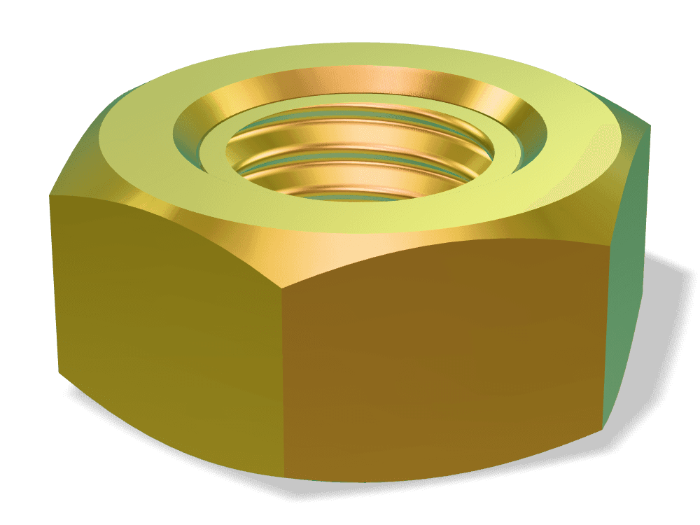 صامولة سداسية DIN 934 / ISO 4032 – Steel 10 (nut)، Zinc plated yellow