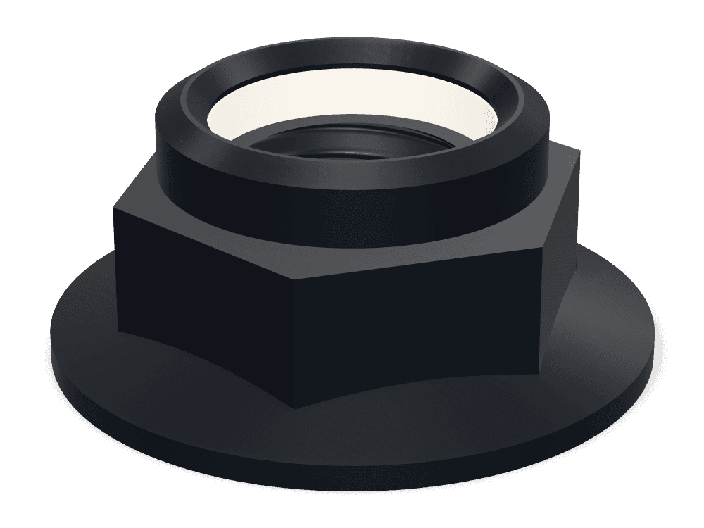 صامولة سداسية بشفة وحلقة نايلون DIN 6926 – Steel 8 (nut)، Zinc plated black