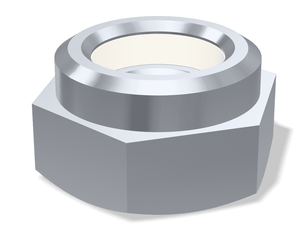 صامولة قفل بحلقة نايلون – رفيعة DIN 985 – Steel 8 (nut)، Zinc plated