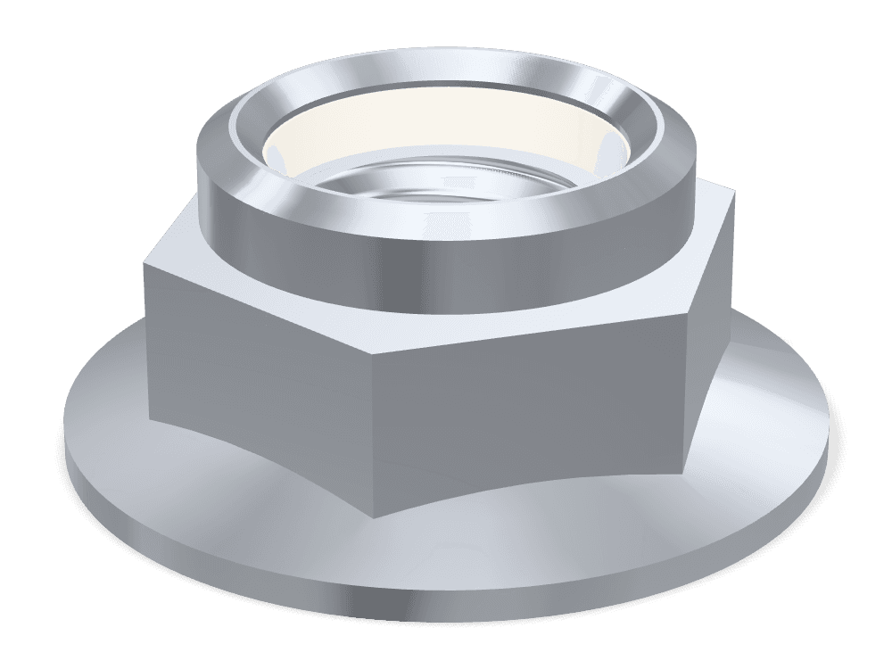 صامولة سداسية بشفة وحلقة نايلون DIN 6926 – Steel 10 (nut)، Zinc plated