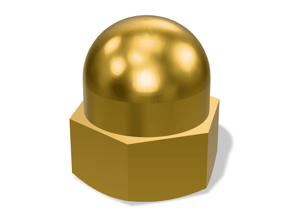 صامولة غطاء سداسية مقببة DIN 1587 – Brass، Plain
