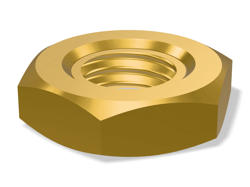 صامولة سداسية رفيعة DIN 439 / ISO 4035 – Brass، Plain