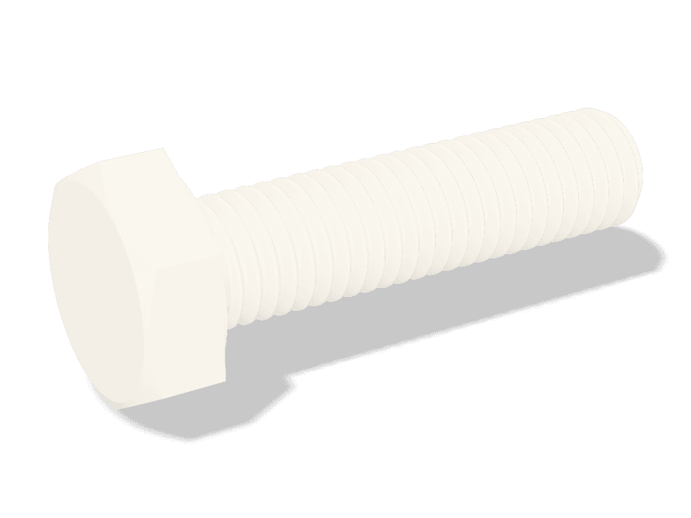 برغي سداسي الرأس سن كامل DIN 933 / ISO 4017 – Nylon PA 6.6، Plain