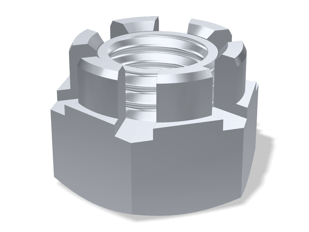 صامولة سداسية قلعة (مشقوقة) DIN 935 – Steel 6 (nut)، Zinc plated